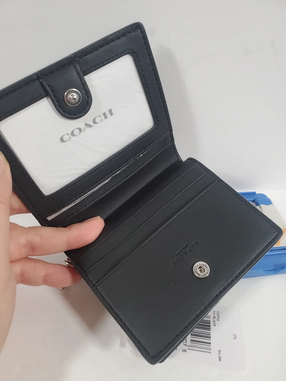 Coach Snap Wallet In Signature Denim CDF22 denim/Silver/Black NWT
